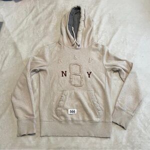 Abercrombie & Fitch Cream Pullover Hoodie with NY Embroidery